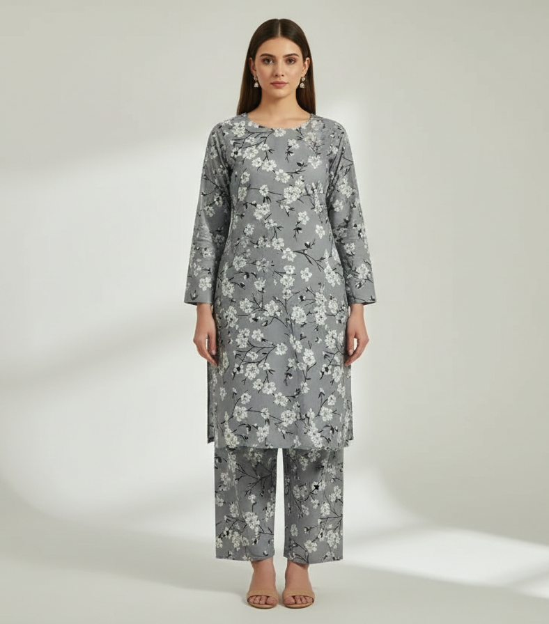 2 Pcs Women's Unstitched Printed Suit