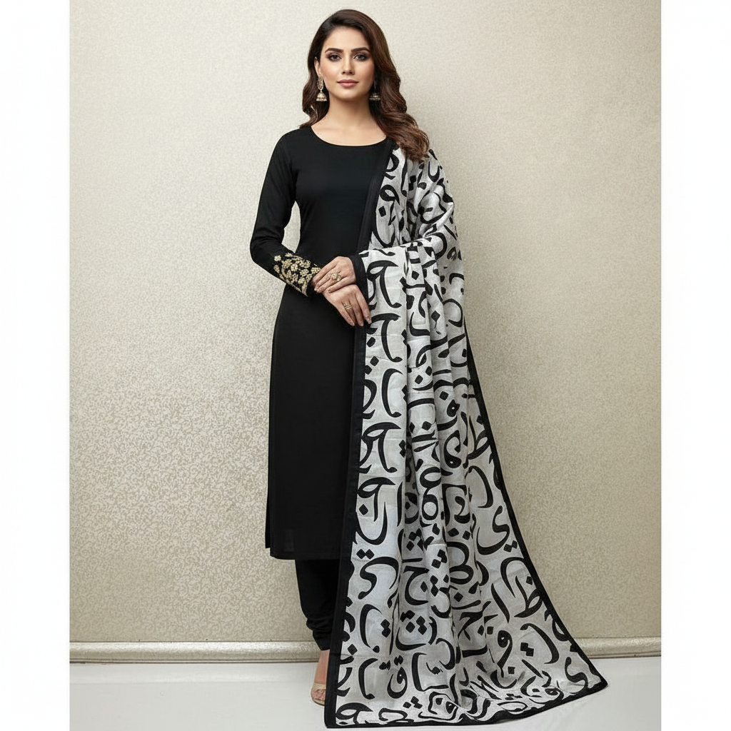 3 Pcs Women's Unstitched Katan Silk Plain Suit S1012