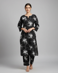 Cotton Black Women's Unstitched Printed 2 Pcs Suit S1007