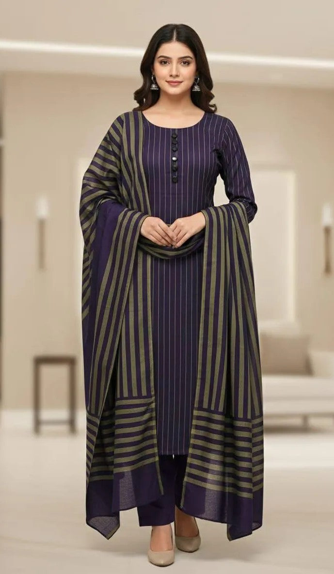 3 Pcs Women's Unstitched Printed Suit S1011