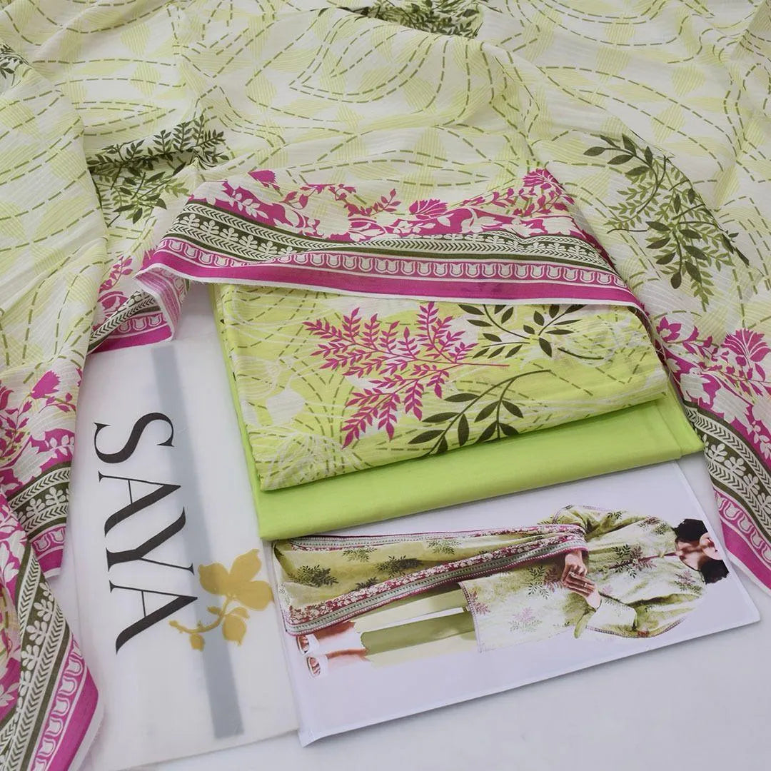 3 Pcs Women's Unstitched Printed Suit S1030