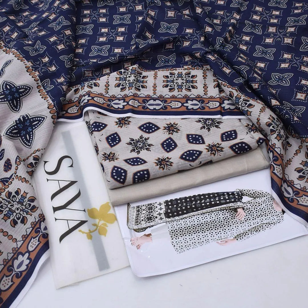 3 Pcs Women's Unstitched Printed Suit S1029