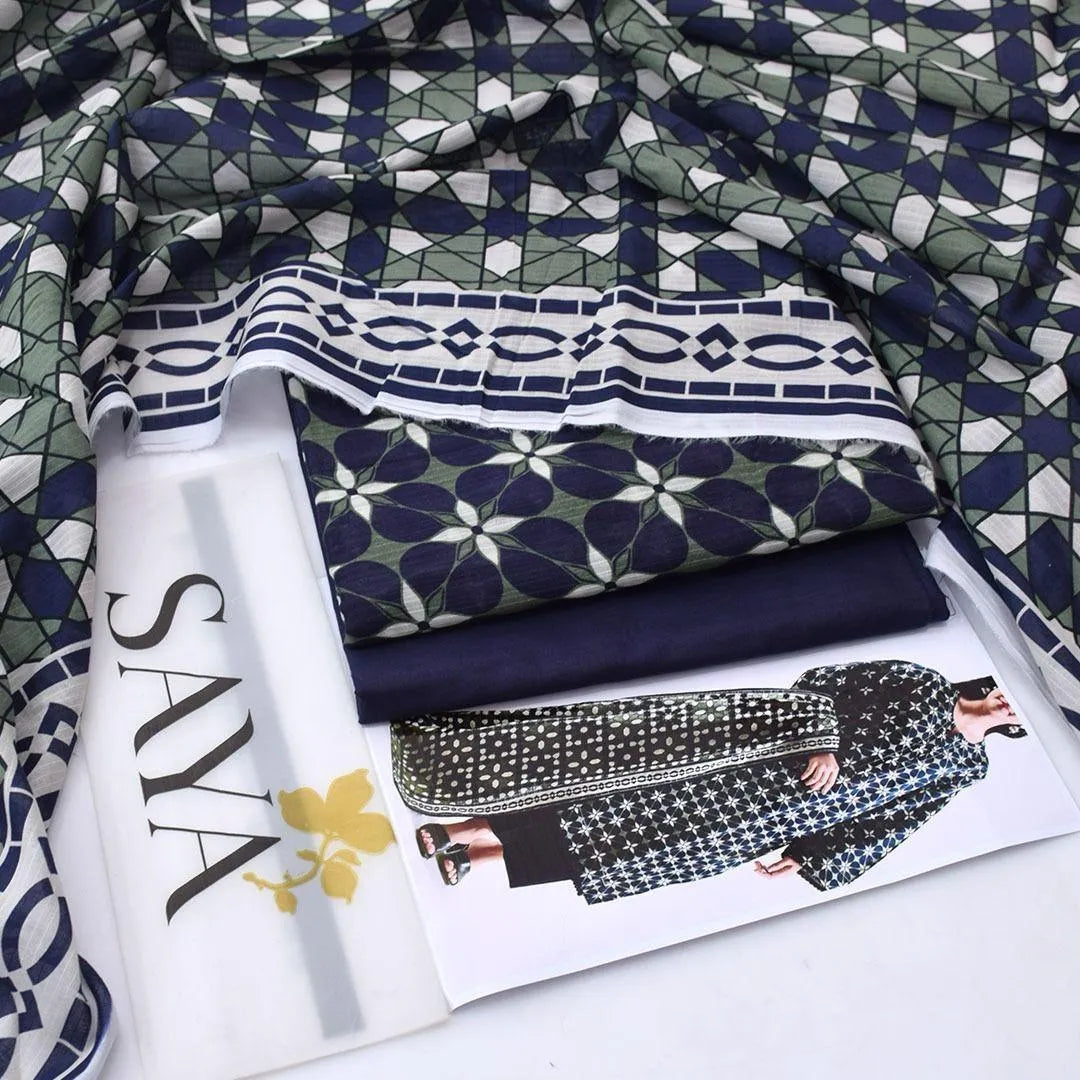 3 Pcs Women's Unstitched Printed Suit S1028