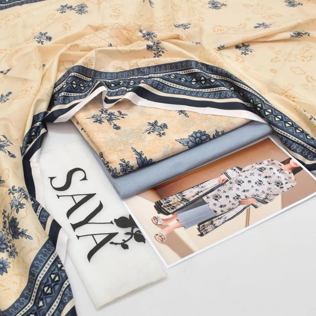 3 Pcs Women's Unstitched Printed Suit S1026