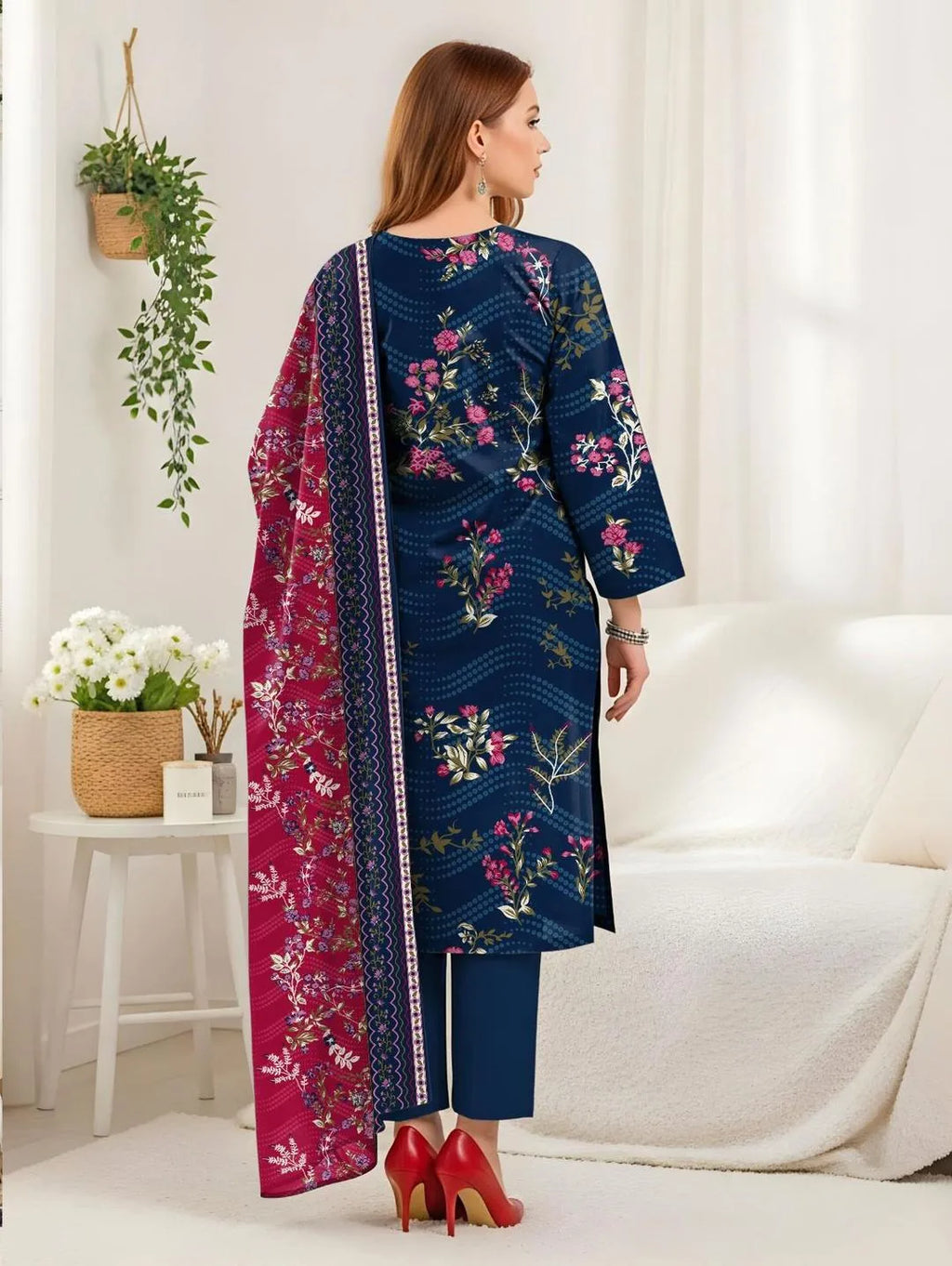3 Pcs Women's Unstitched Printed Capriva Royal Eid Drop S1023