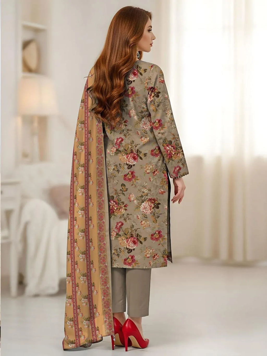 3 Pcs Women's Unstitched Printed Eid Serenity – Limited Edition S1022