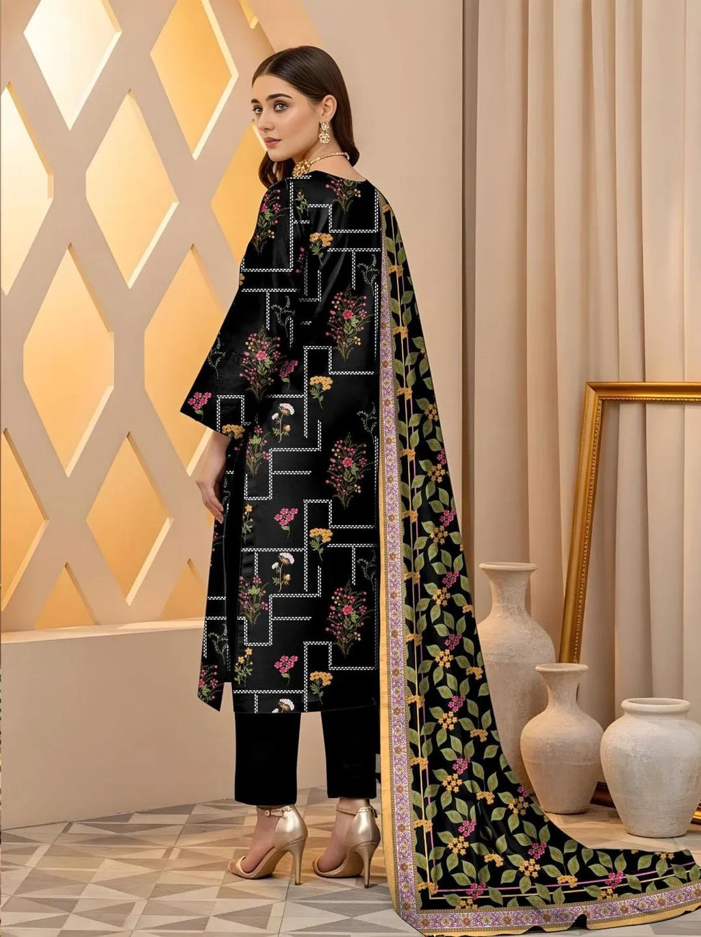 3 Pcs Women's Unstitched Printed Rang-e-Eid Collection S1018