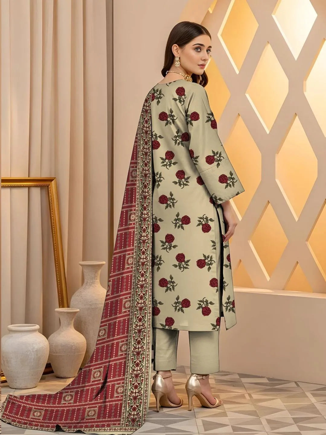 3 Pcs Women's Unstitched Printed Eid Elegance by Capriva S1017